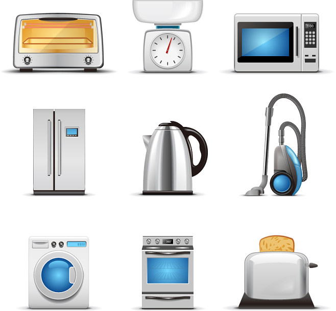 精致家用電器矢量素材 EPS格式的現代家居設計利器